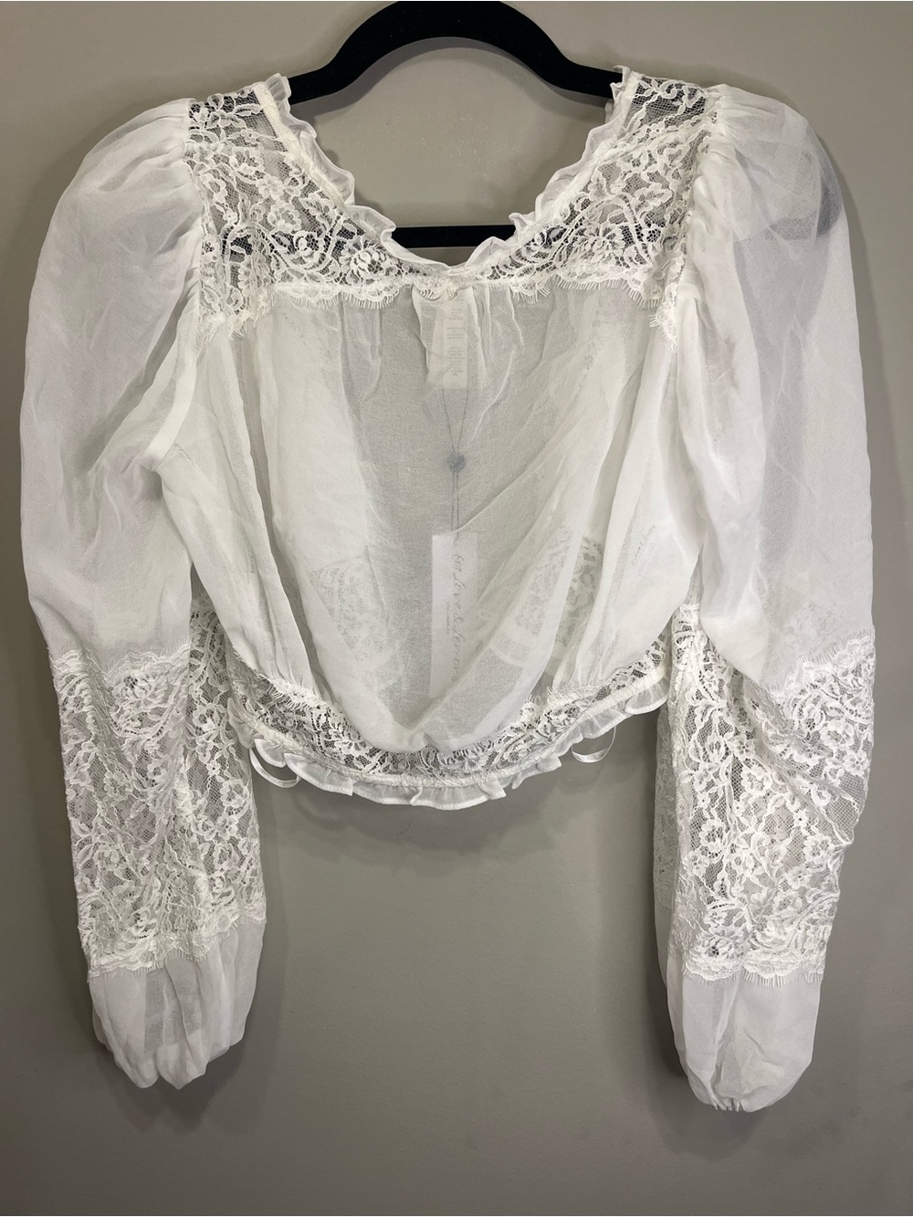 For Love & Lemons White Lace Sheer Blouse - Picture 2 of 5